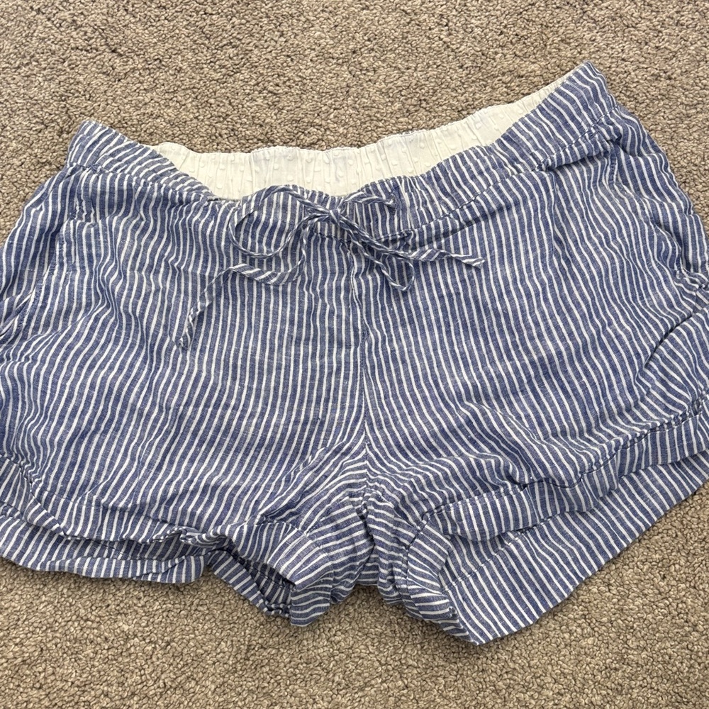 Vineyard Vines Blue and White Striped High Waist Shorts